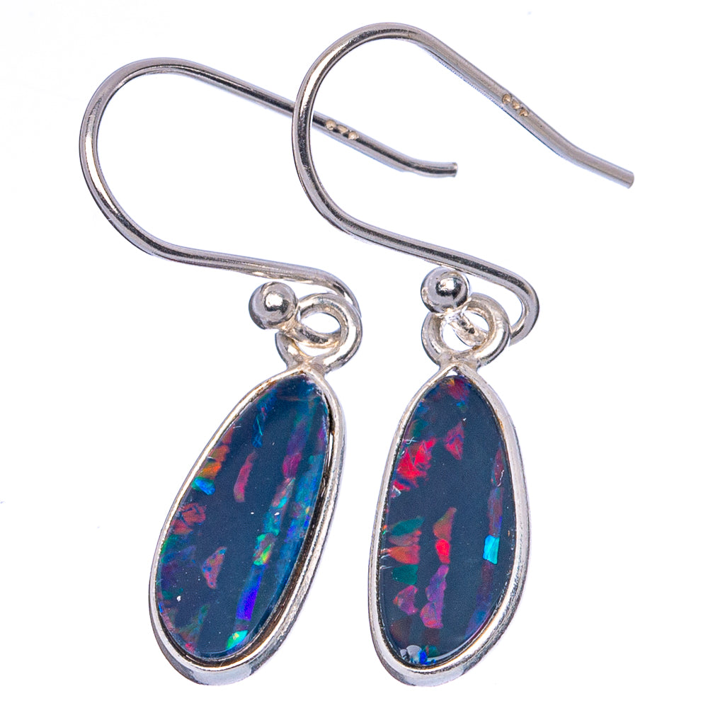 Rare Doublet Opal Earrings 1 1/8" (925 Sterling Silver) E1938
