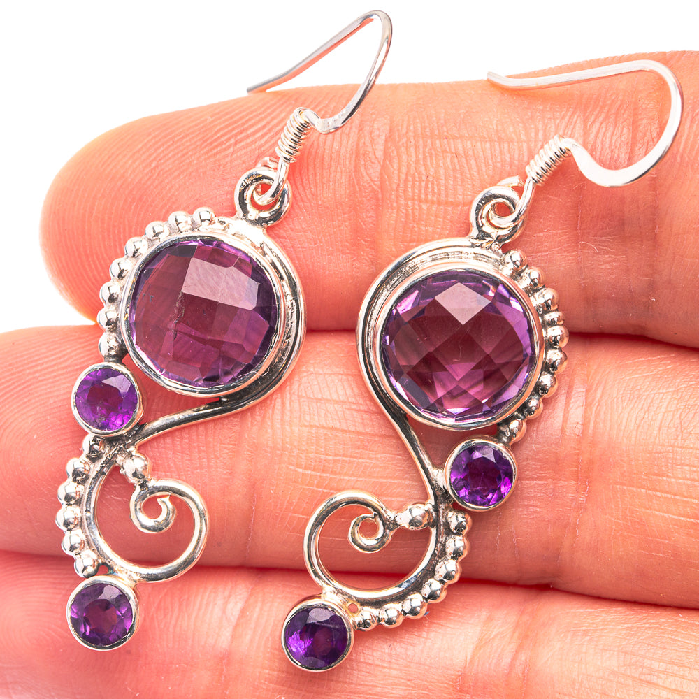 Premium Amethyst Earrings 1 7/8" (925 Sterling Silver) E432351