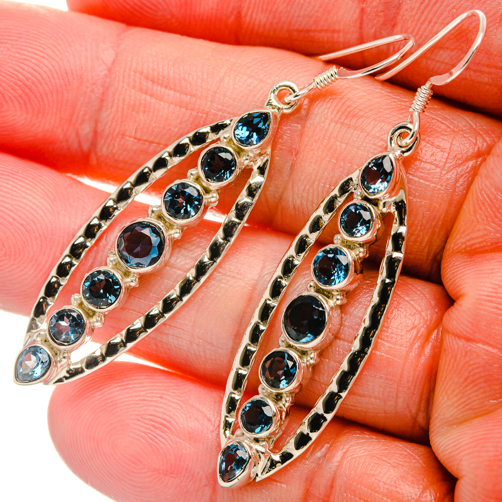 Signature London Blue Topaz 925 Sterling Silver Earrings 2 1/4" (925 Sterling Silver) EARR431956