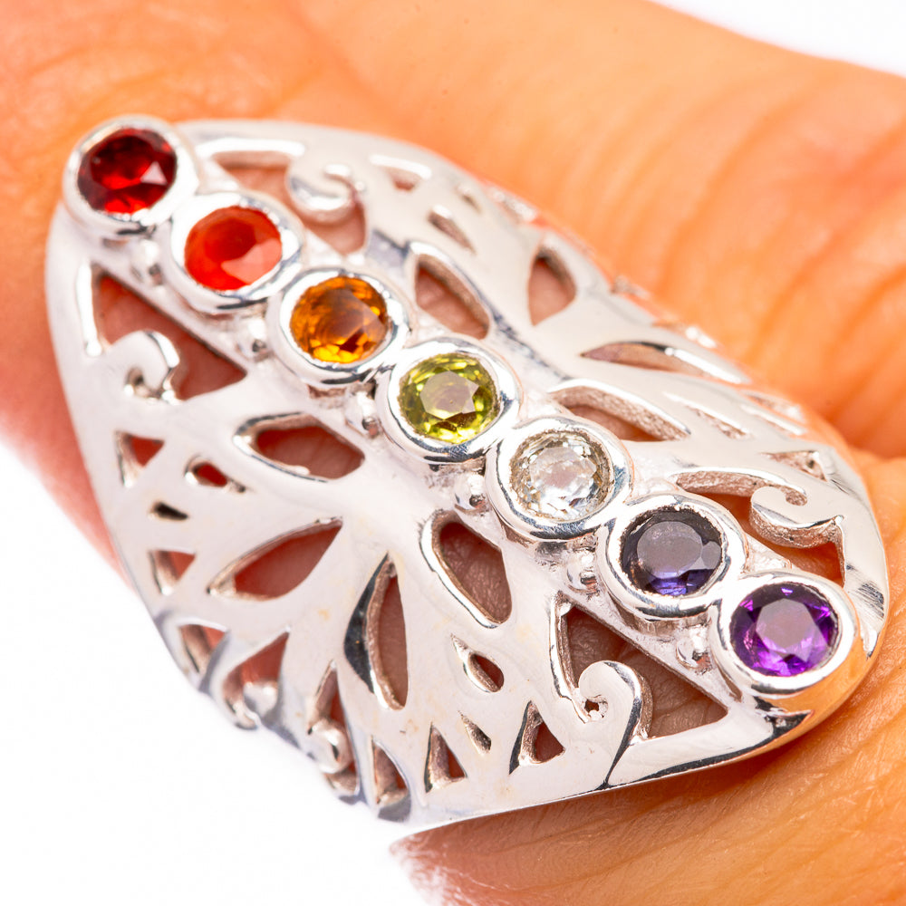 Rainbow Chakra Ring Size 6.25 (925 Sterling Silver) R141145
