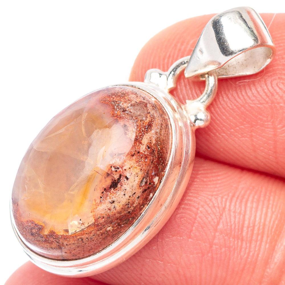 Rare Mexican Fire Opal Pendant 1 1/4" (925 Sterling Silver) P44224
