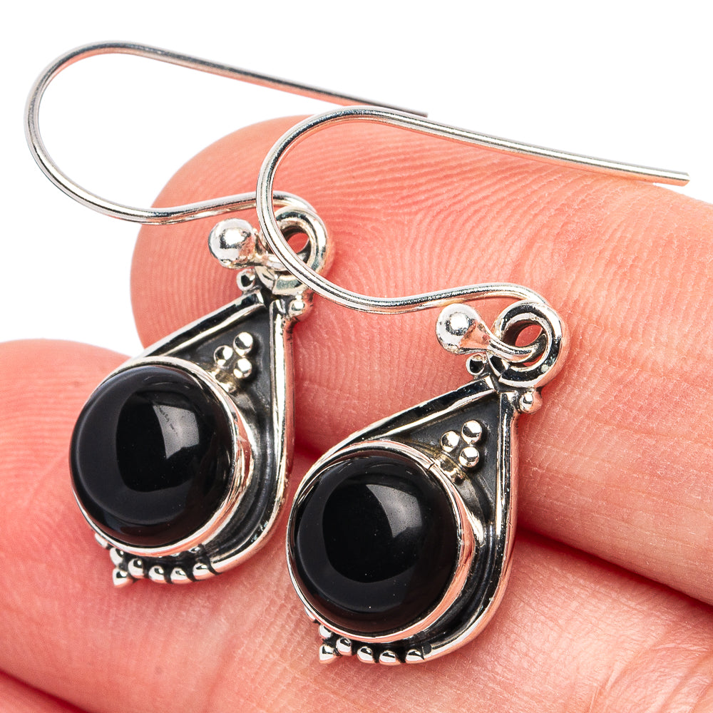 Black Onyx Earrings 1 1/4" (925 Sterling Silver) E3008