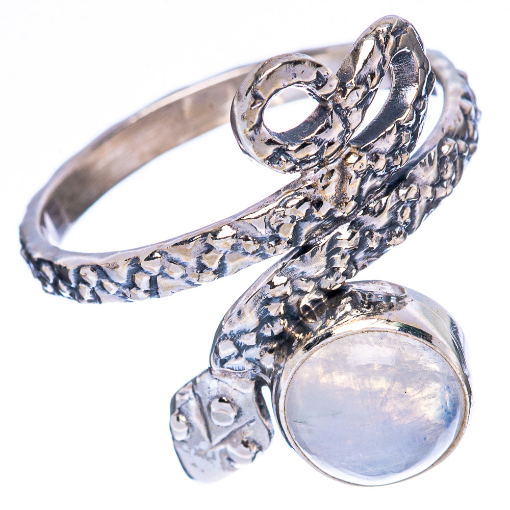 Value Rainbow Moonstone Snake Ring Size 8.25 (925 Sterling Silver) R3279