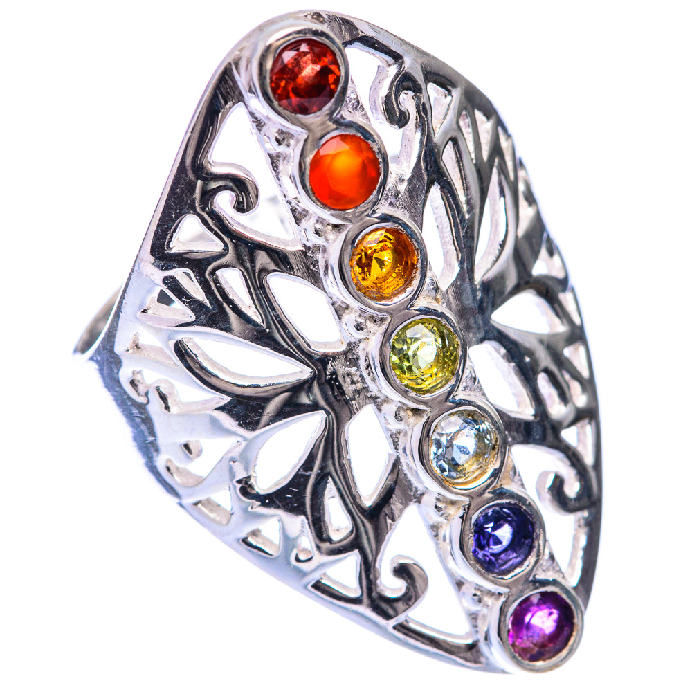 Rainbow Chakra Ring Size 8.75 (925 Sterling Silver) R141316