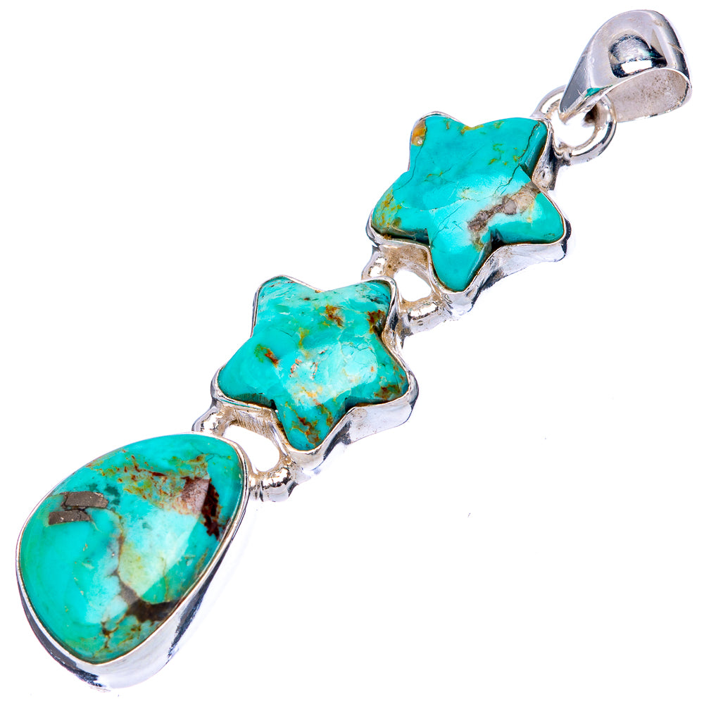 Kingman Turquoise Star Pendant 1 7/8" (925 Sterling Silver) P42780