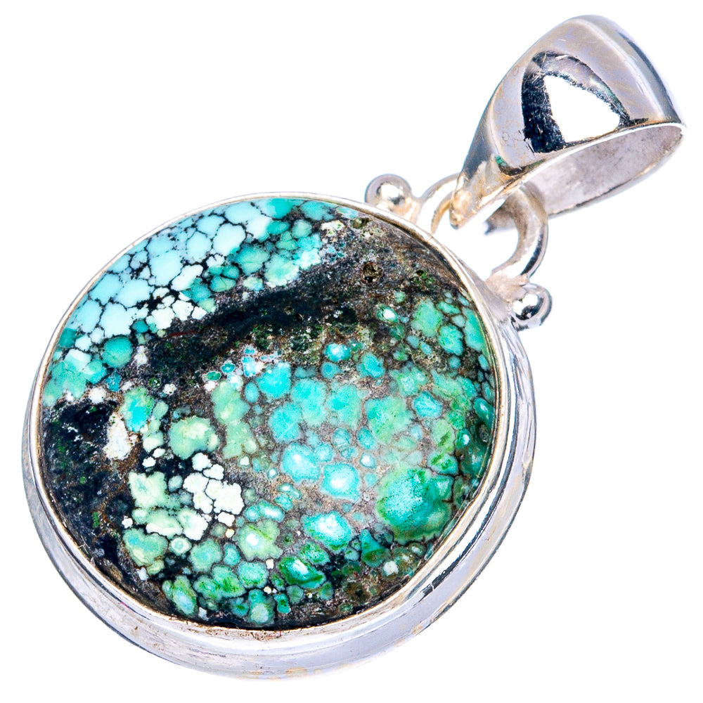 Rare Arizona Spider Web Turquoise Pendant 1 1/8" (925 Sterling Silver) P43312