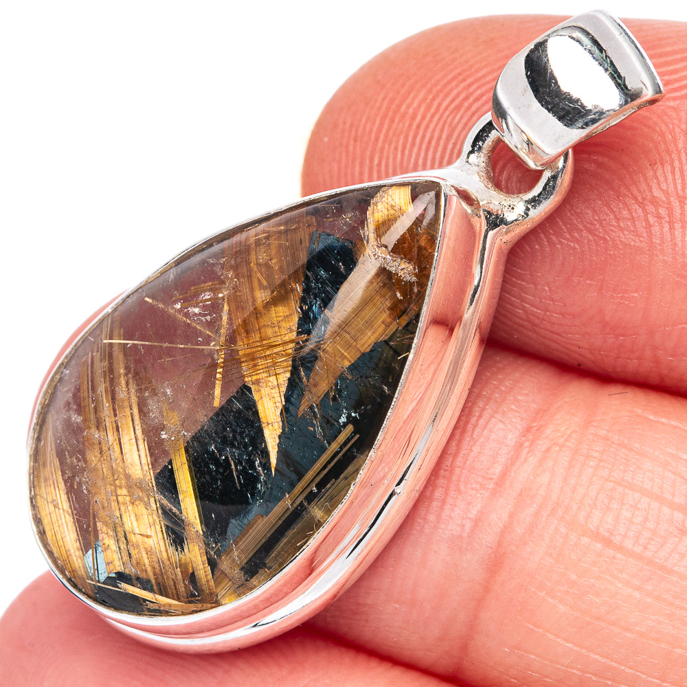 Rare Full Star Rutilated Quartz Pendant 1 3/8" (925 Sterling Silver) P39984
