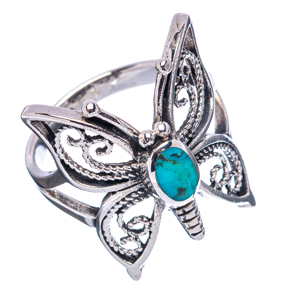 Native Style Mohave Turquoise Butterfly Ring Size 8.5 (.925 Sterling Silver)