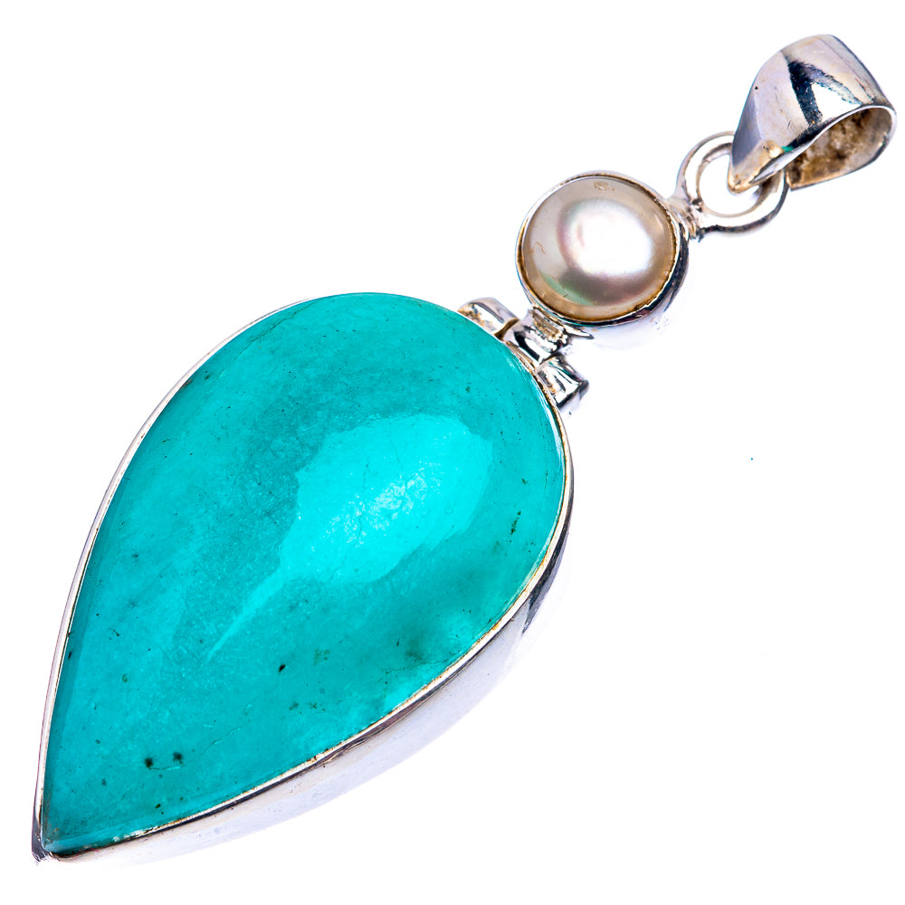 Apatite, Cultured Pearl Pendant 2 1/8" (925 Sterling Silver) P38885
