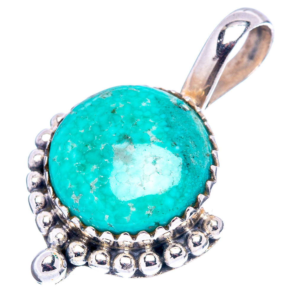 Mohave Turquoise Native Style Pendant 1 1/8" (.925 Sterling Silver)