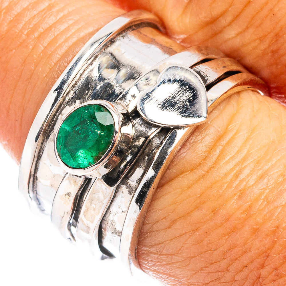 Premium Zambian Emerald Ring Size 7.75 (.925 Sterling Silver)