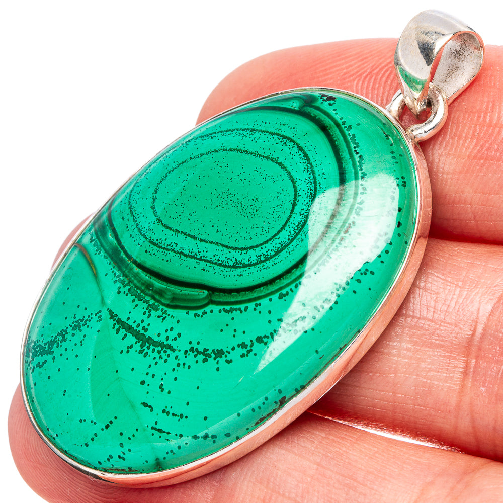 Malachite Pendant 1 7/8" (925 Sterling Silver) P43080