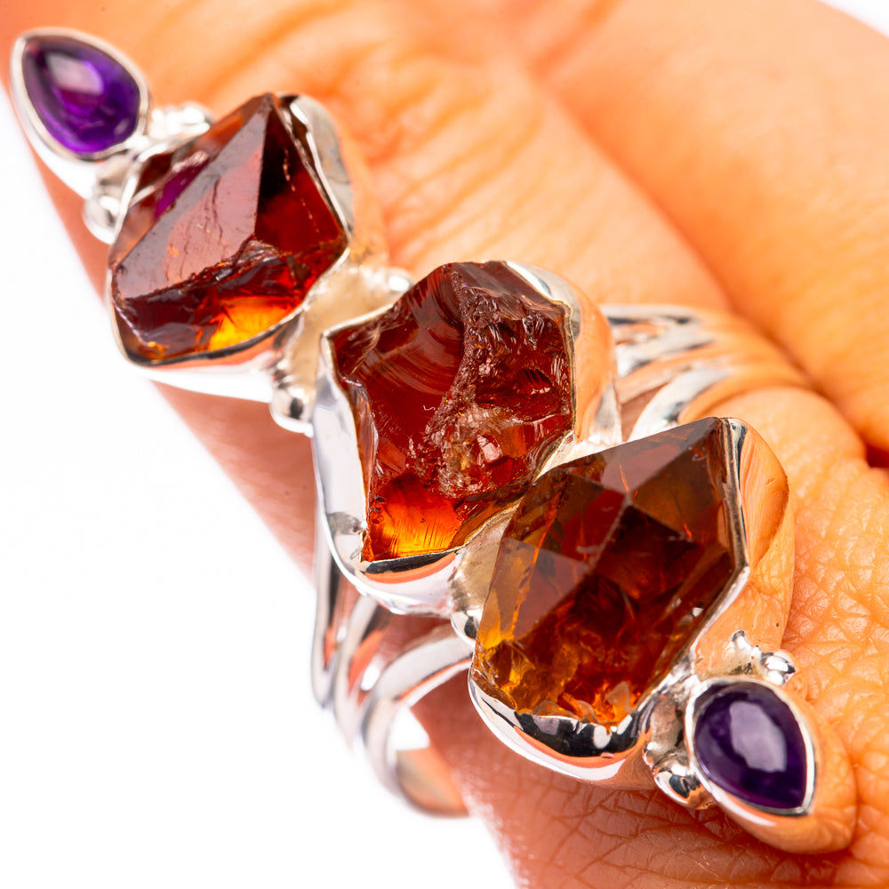 Large Raw Citrine, Amethyst Ring Size 10.75 (925 Sterling Silver) R140624