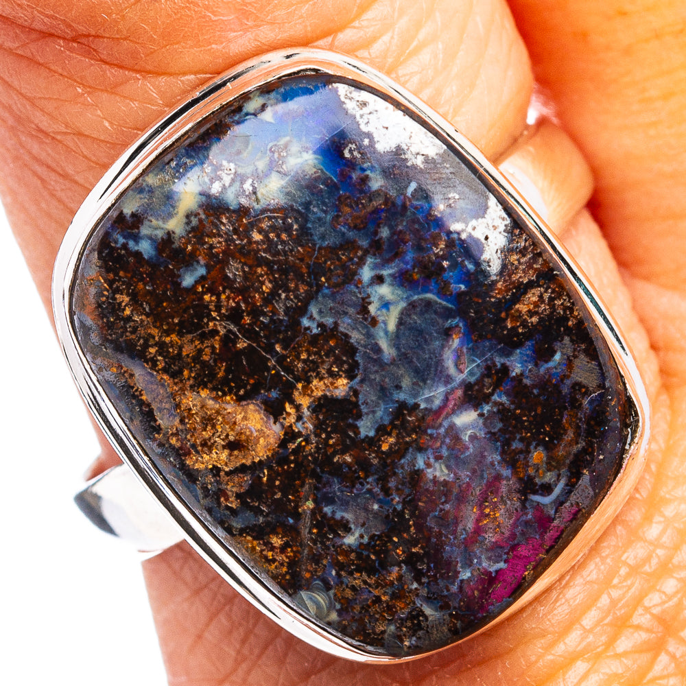 Rare Boulder Opal Ring Size 10 (.925 Sterling Silver)