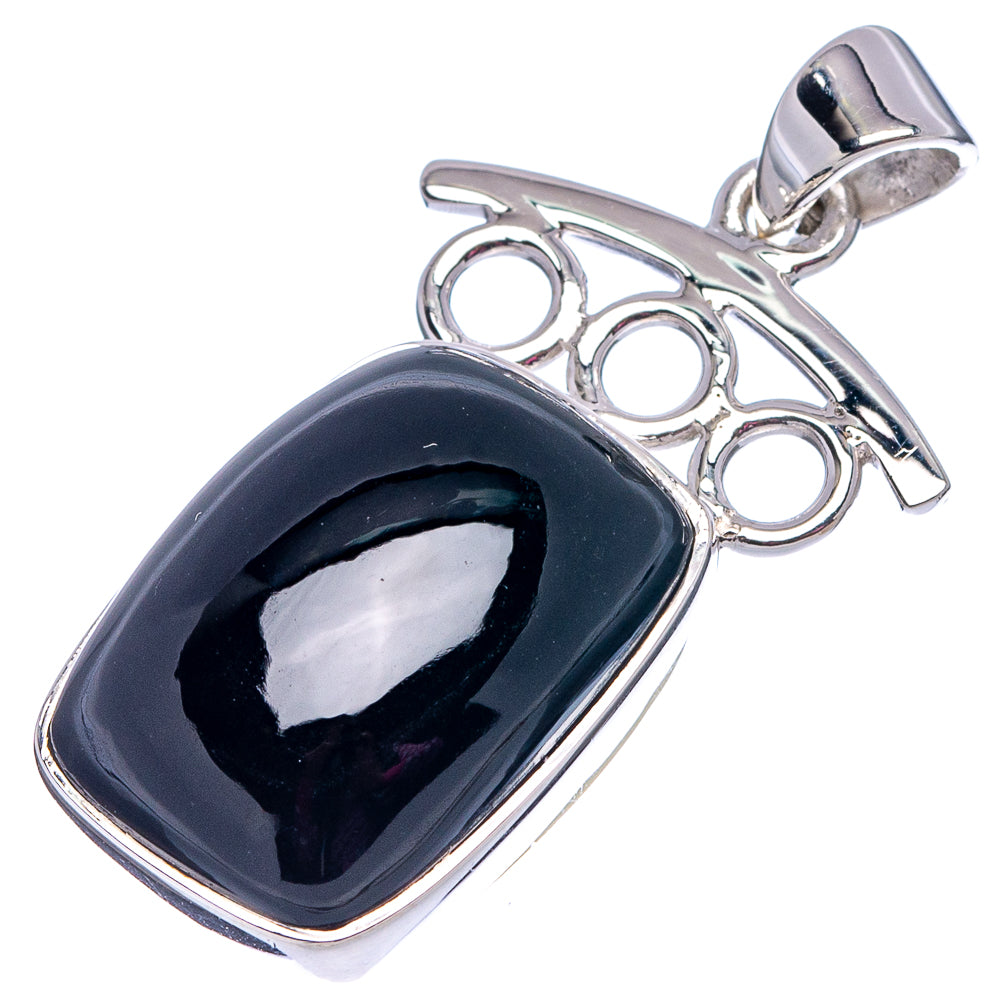 Premium Black Onyx Pendant 1 3/8" (.925 Sterling Silver)