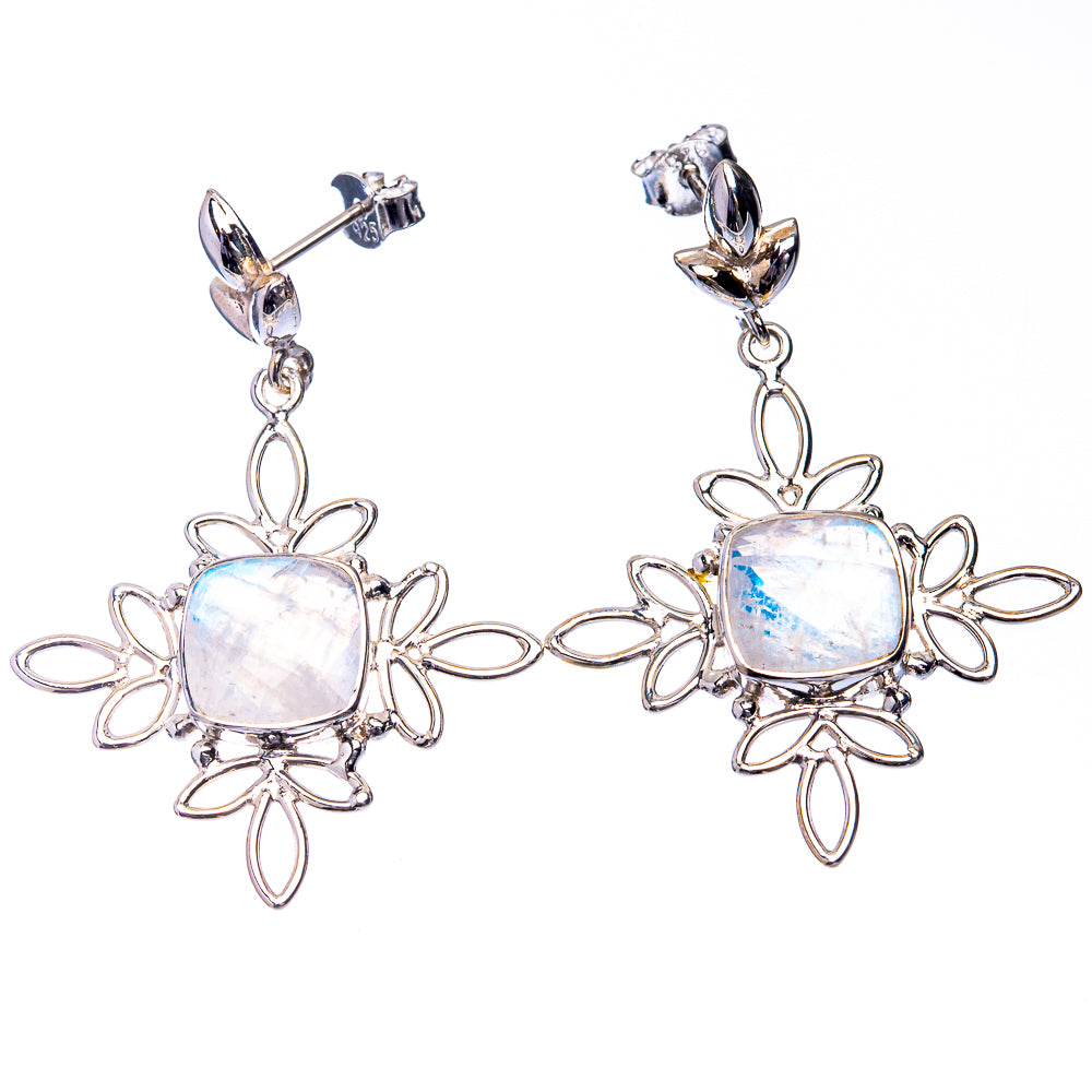 Premium Rainbow Moonstone Earrings 1 5/8" (925 Sterling Silver) E432369