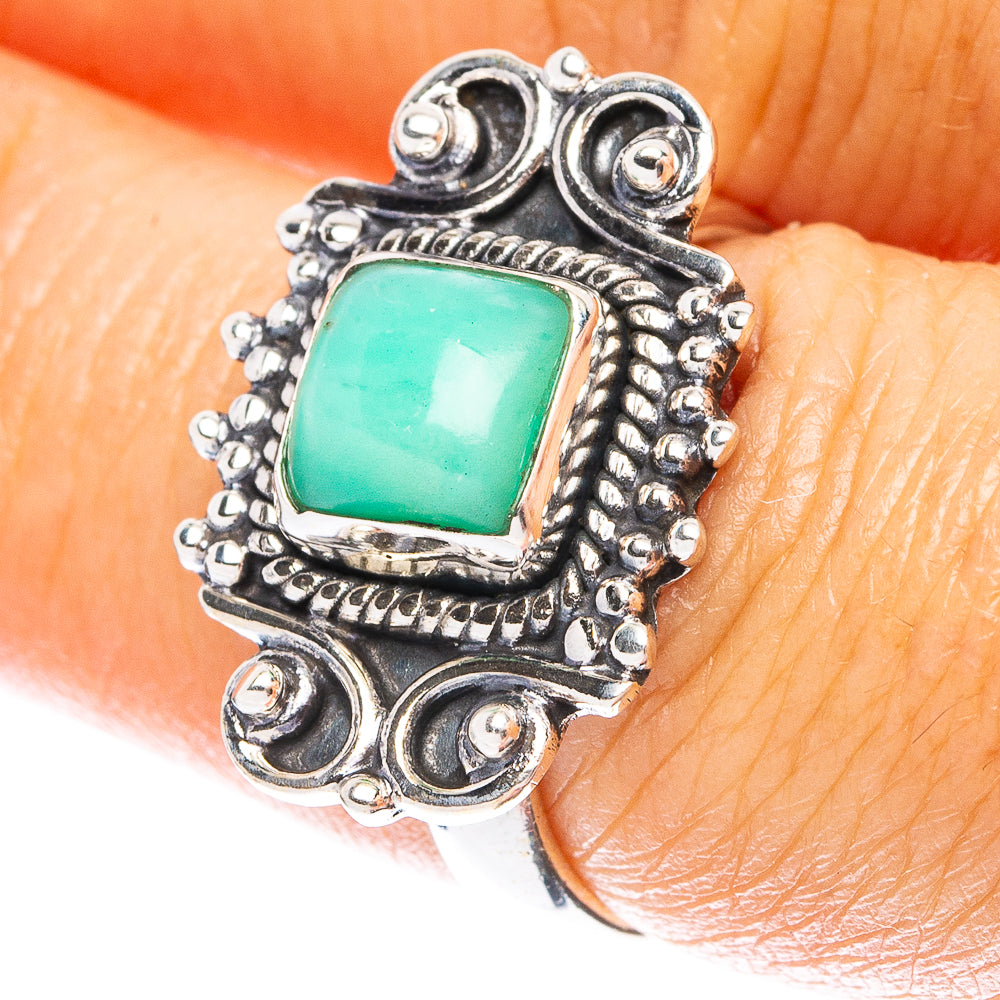 Chrysoprase Dainty Ring Size 6.75 (925 Sterling Silver) R5202