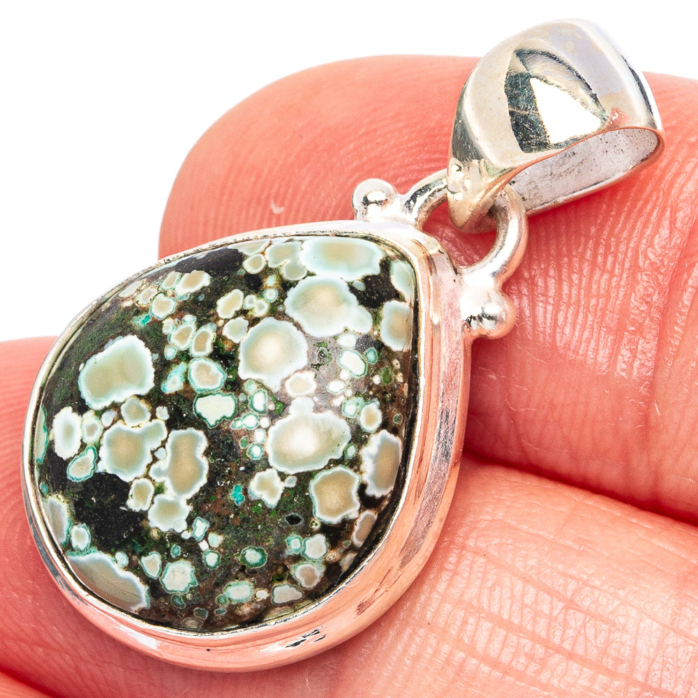 Rare Arizona Spider Web Turquoise Pendant 1 1/8" (925 Sterling Silver) P43313