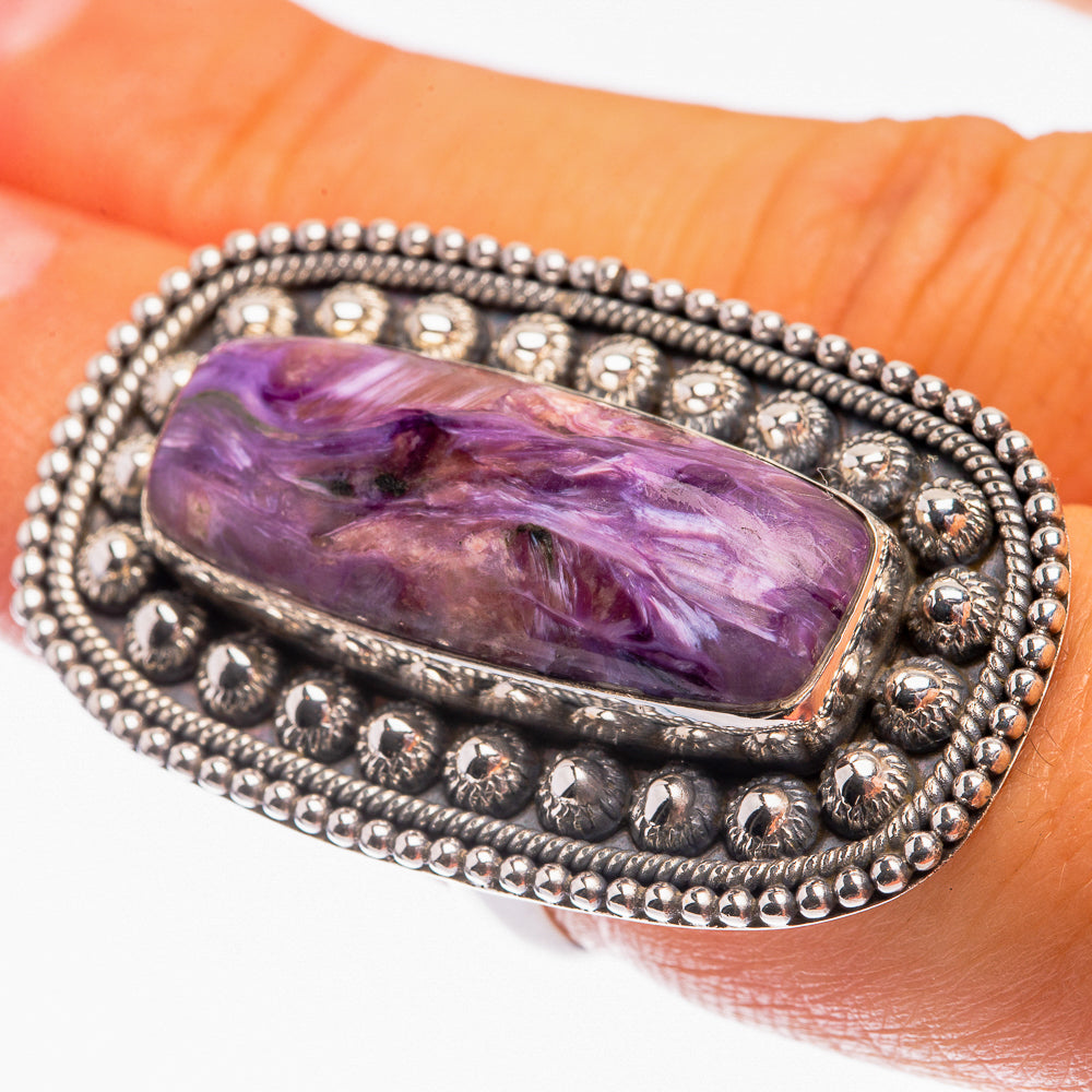 Large Charoite Ring Size 6 (925 Sterling Silver) R142184