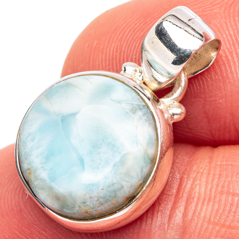 Rare Larimar Pendant 7/8" (.925 Sterling Silver)