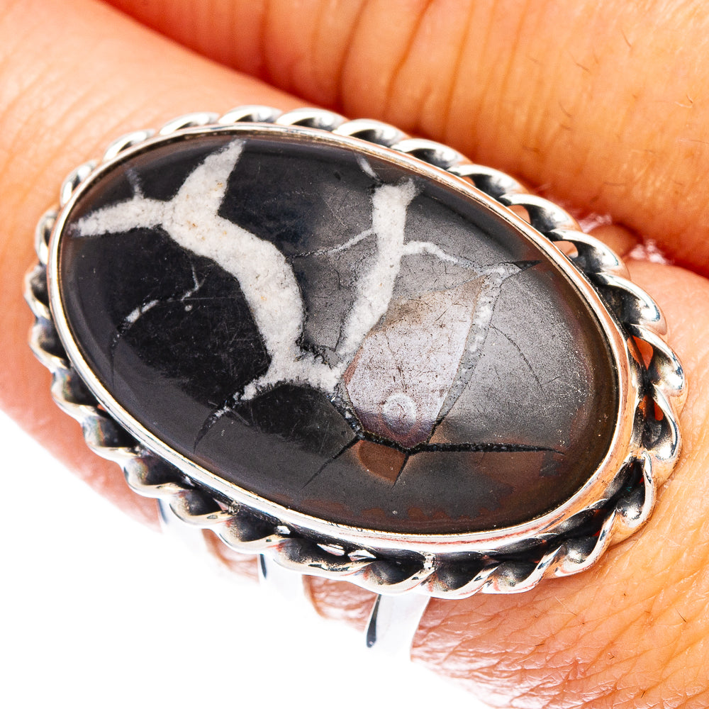 Septarian Geode Ring Size 7.75 (925 Sterling Silver) R147016