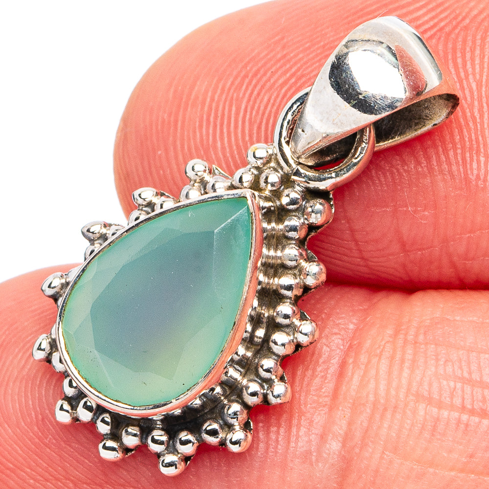 Aqua Chalcedony Pendant 1 1/8" (925 Sterling Silver) P45570