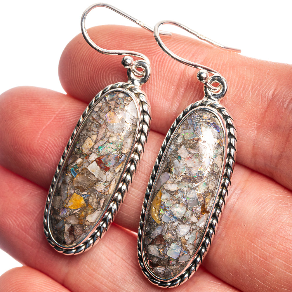 Brecciated Ethiopian Opal 925 Sterling Silver Earrings 1 3/4"