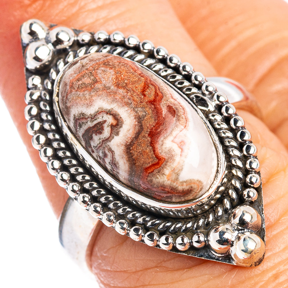 Crazy Lace Agate Ring Size 7 (.925 Sterling Silver)
