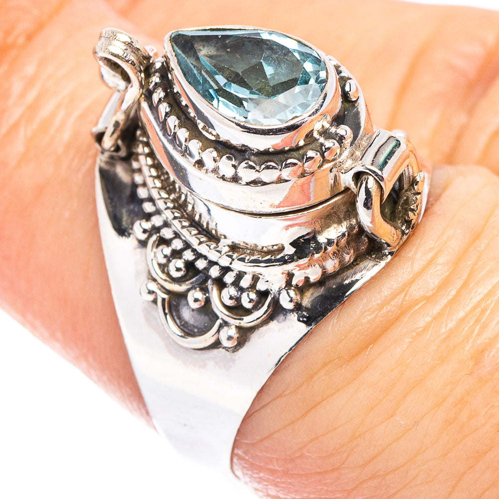 Blue Topaz Poison Ring Size 6.75 (.925 Sterling Silver)