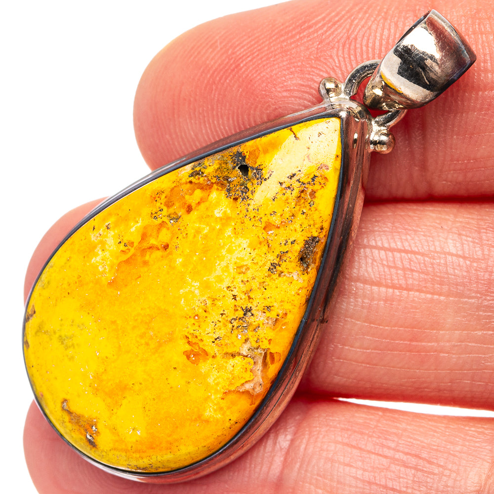Bumblebee Jasper Pendant 1 3/4" (.925 Sterling Silver)