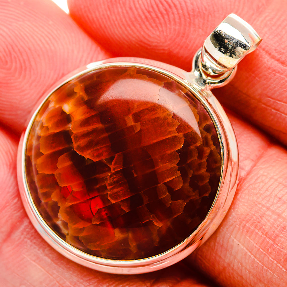Fire Crab Agate Pendant 1 1/2" (925 Sterling Silver) PD37875
