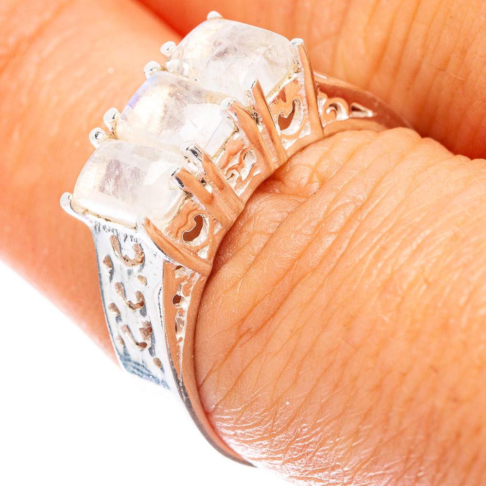 Rainbow Moonstone Ring Size 7.75 (925 Sterling Silver) R5692