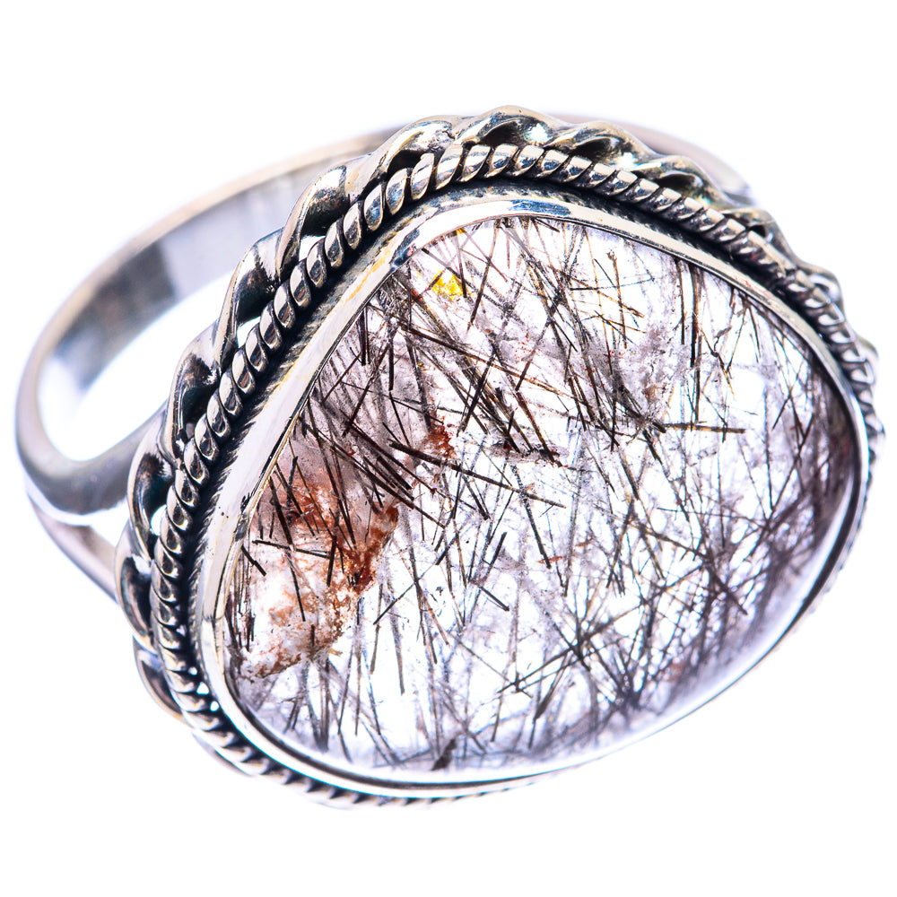 Large Tourmalinated Quartz Ring Size 14 (925 Sterling Silver) R143064