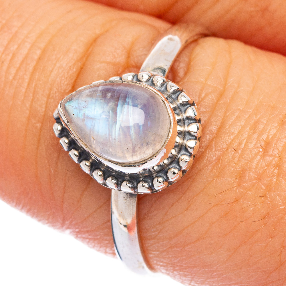 Rainbow Moonstone Dainty Ring Size 8 (925 Sterling Silver) R145670