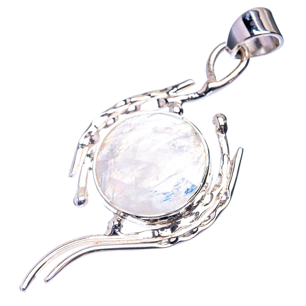 Premium Rainbow Moonstone Pendant 1 7/8" (925 Sterling Silver) P38762