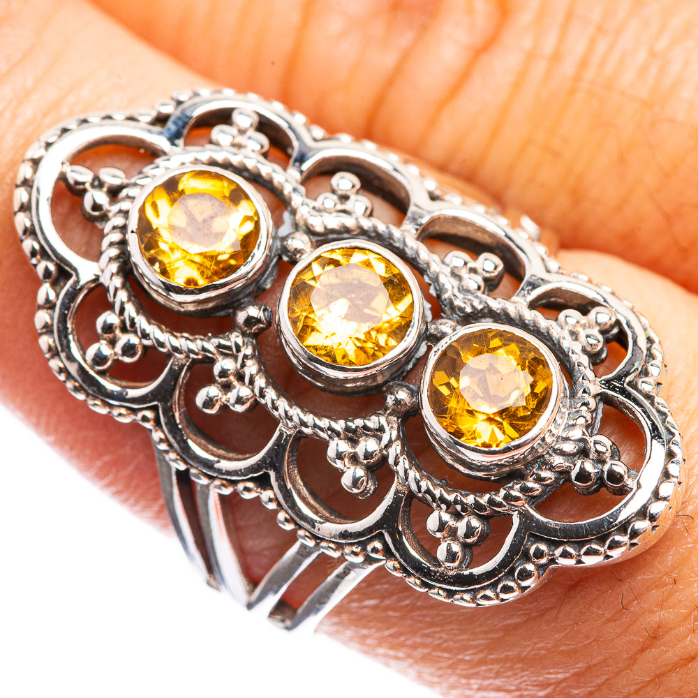 Faceted Citrine Ring Size 7.75 (925 Sterling Silver) R143121