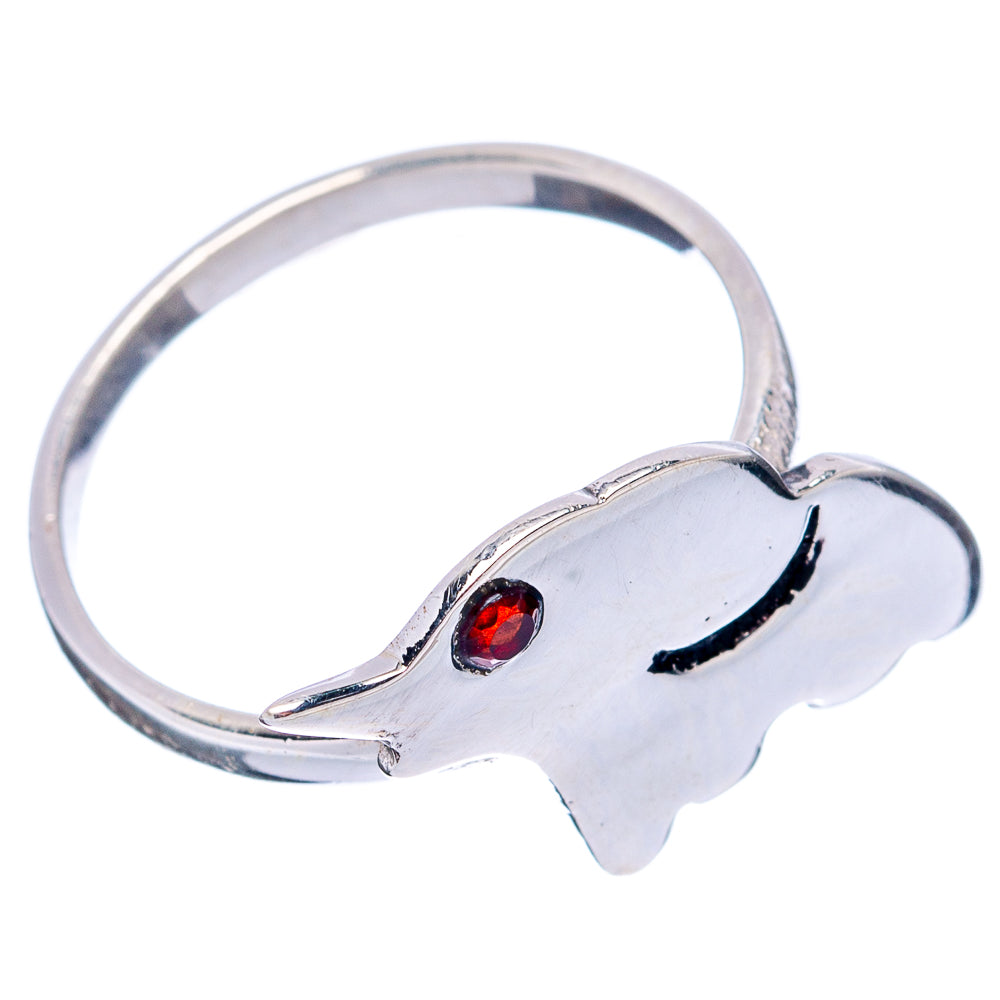 Garnet Elephant Dainty Ring Size 5.75 (.925 Sterling Silver)