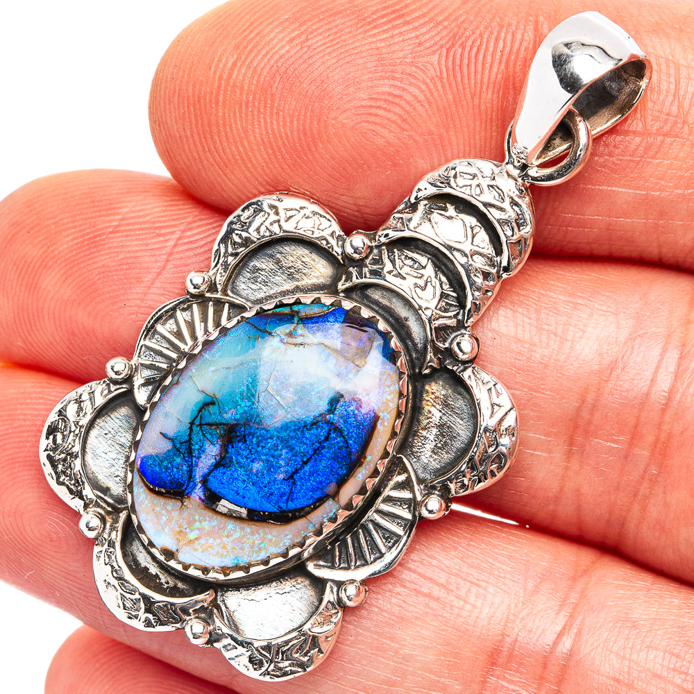 Premium Sterling Opal Pendant 1 7/8" (.925 Sterling Silver)