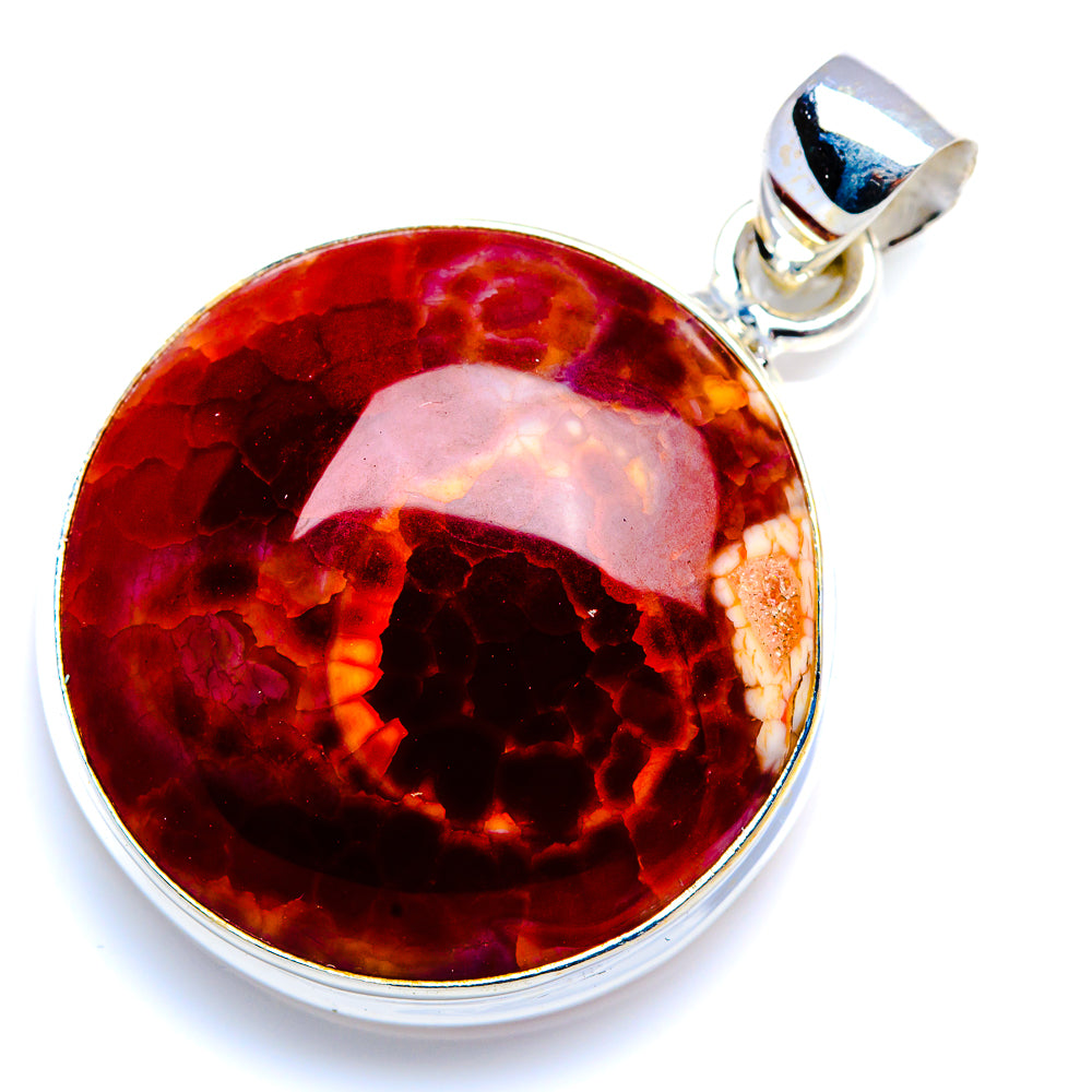 Fire Crab Agate 925 Sterling Silver Pendant 1 1/2" (925 Sterling Silver) PD38368