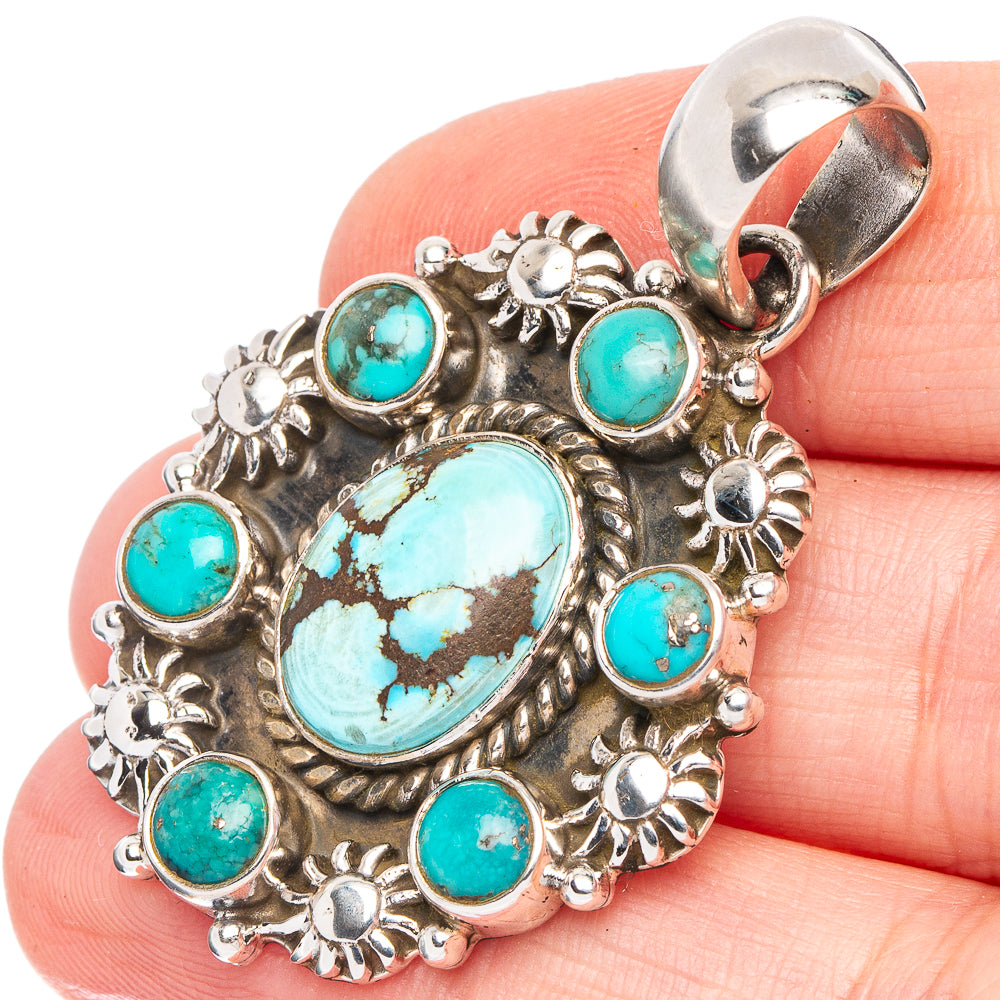 Rare Golden Hills Turquoise Pendant 1 3/4" (.925 Sterling Silver)