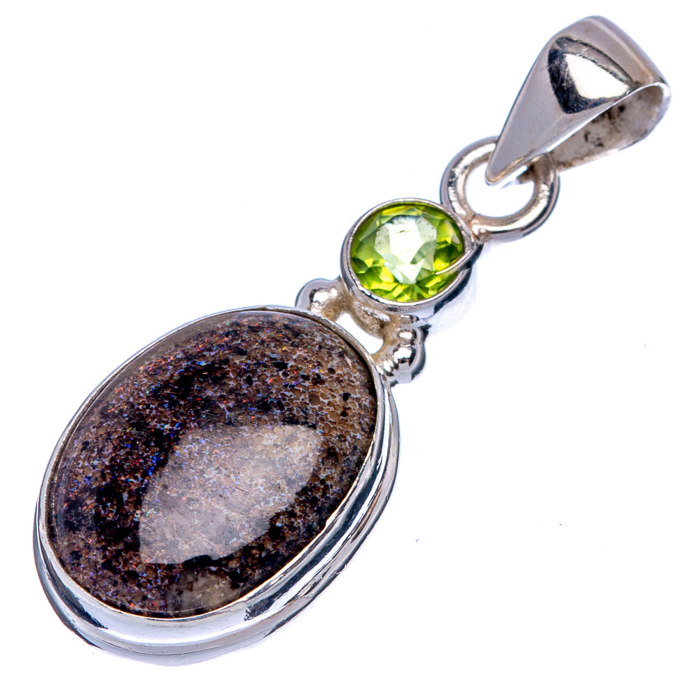 Rare Andamooka Opal, Peridot Pendant 1 3/8" (925 Sterling Silver) P39957