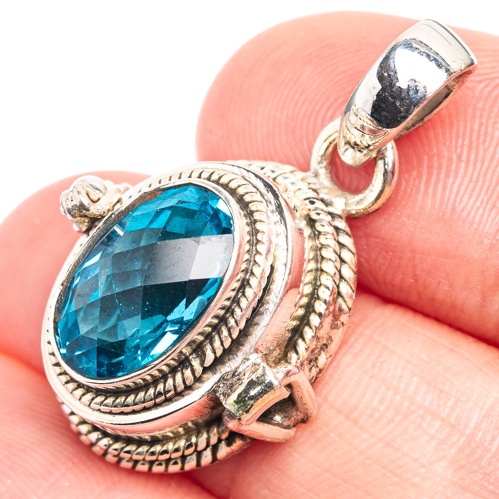 Poison Blue Topaz Pendant 1 1/4" (925 Sterling Silver) P39230