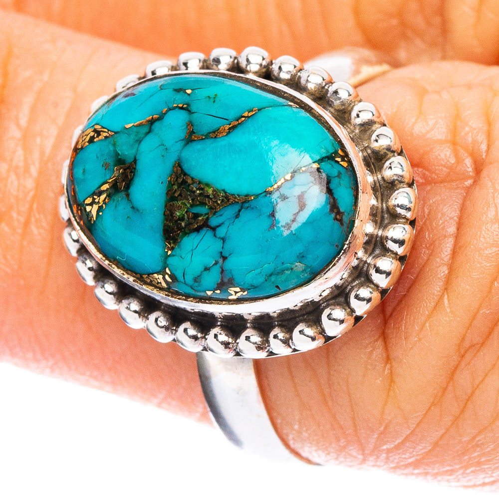 Blue Copper Composite Turquoise Ring Size 6.75 (925 Sterling Silver) R7918