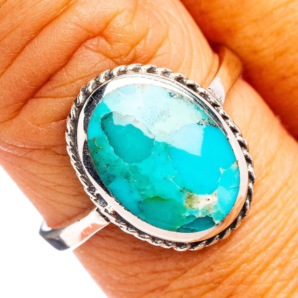 Native Style Mohave Turquoise Ring Size 8.75 (.925 Sterling Silver)