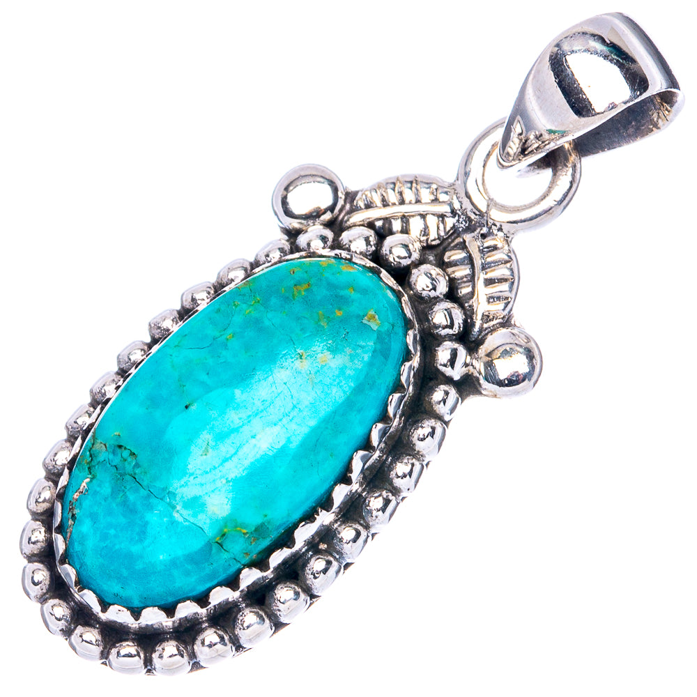 Rare Arizona Turquoise 925 Sterling Silver Pendant 1 1/4" (925 Sterling Silver) P41948