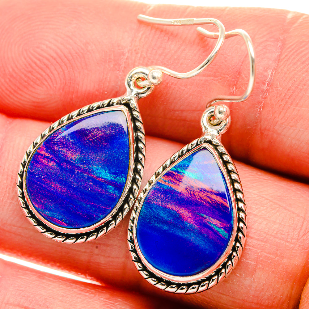 Aura Opal Earrings 1 1/2" (925 Sterling Silver) EARR432107