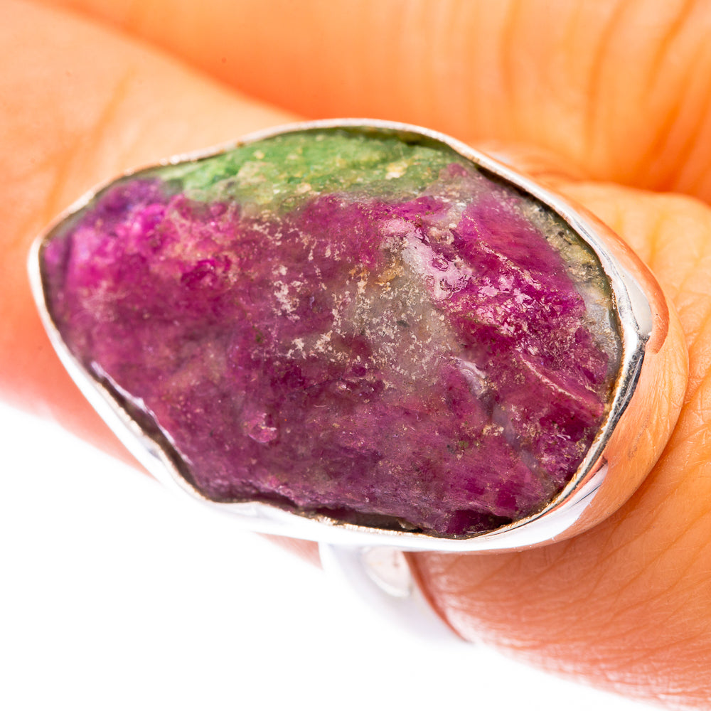 Rough Ruby Zoisite Ring Size 7.25 (925 Sterling Silver) R140983