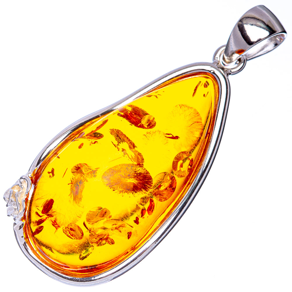 Anasilvercos Baltic Amber Pendant 2 1/4" (925 Sterlnig Silver)