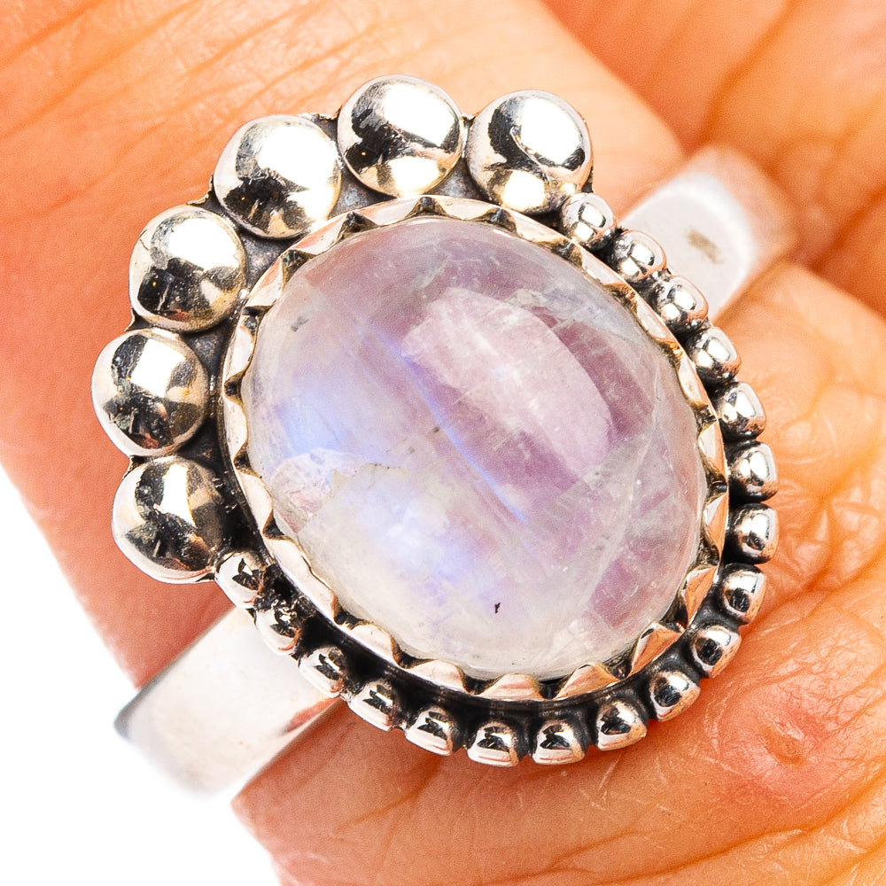 Rainbow Moonstone Ring Size 6.75 (.925 Sterling Silver)