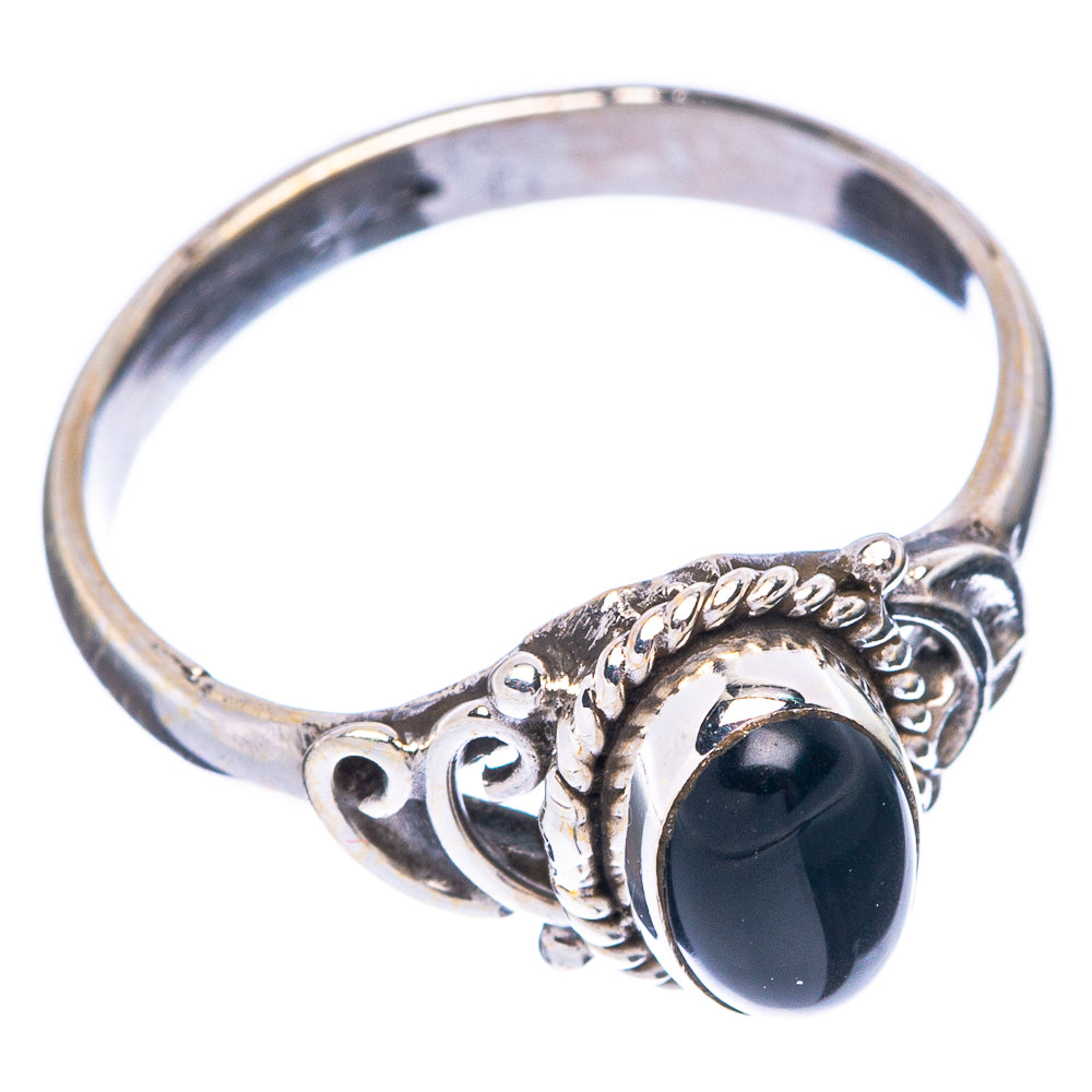 Black Onyx Dainty Ring Size 6.75 (925 Sterling Silver) R5834